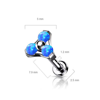 Titan Labret Dreieck Opal Silber Push-In
