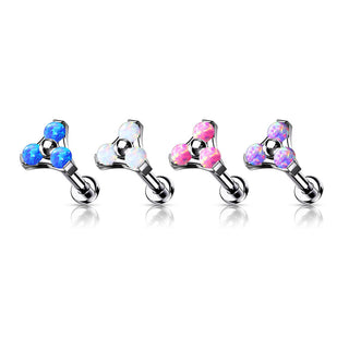 Titan Labret Dreieck Opal Silber Push-In