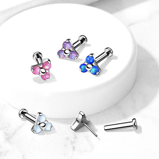 Titan Labret Dreieck Opal Silber Push-In