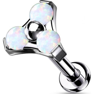 Titan Labret Dreieck Opal Silber Push-In