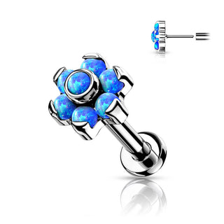 Titan Labret Blume Opal Silber Push-In