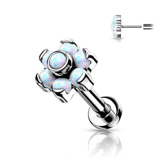 Titan Labret Blume Opal Silber Push-In