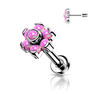 Titan Labret Blume Opal Silber Push-In