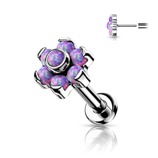 Titan Labret Blume Opal Silber Push-In
