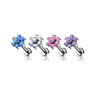 Titan Labret Blume Opal Silber Push-In