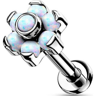 Titan Labret Blume Opal Silber Push-In