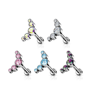Titan Labret 5 Zirkonia Silber Push-In