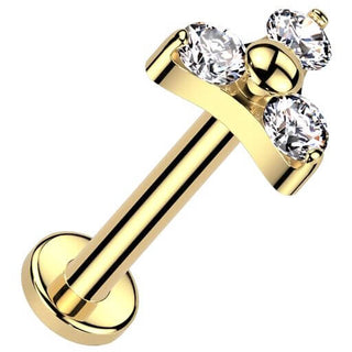 Titan Labret Dreifaltigkeit Zirkonia Zargenfassung Push-In