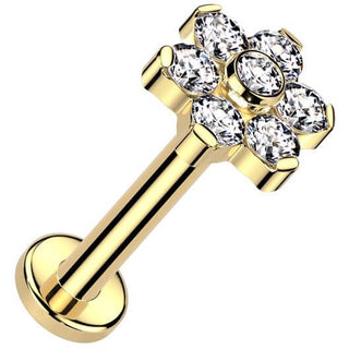 Titan Labret Blume Zirkonia Push-In