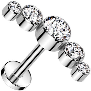 Titan Labret 5 runde Zirkonia Zargenfassung Push-In