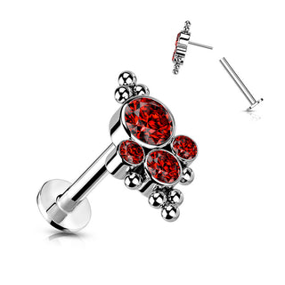 Titan Labret 4 Zirkonia Silber Push-In