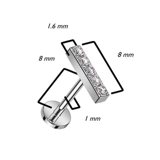 Titan Labret Balken 5 Zirkonia Push-In