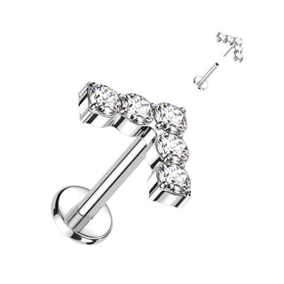 Titan Labret L-Form 5 Zirkonia Push-In