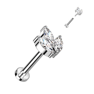 Titan Labret Marquise Schliff Zirkonia Push-In