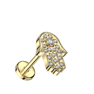 Titan Labret Hamsa Zirkonia Push-In