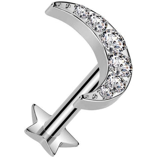 Titan Labret Zirkonia Mond Stern Base Push-In