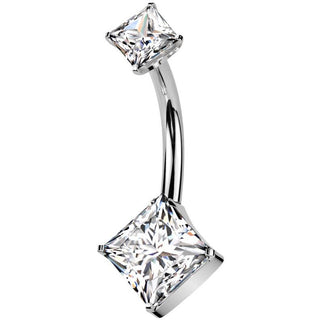 Titan Bauchnabelpiercing Doppelt quadratischer Zirkonia Push-In
