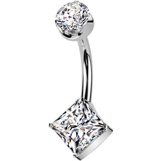 Titan Bauchnabelpiercing rund Zirkonia Viereck Zirkonia Push-In