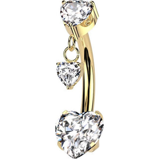 Titan Bauchnabelpiercing Zirkonia Herz Anhänger Krappenfassung Push-In