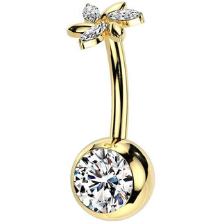 Titan Bauchnabelpiercing Blume Zirkonia Push-In
