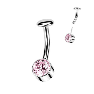 Titan Bauchnabelpiercing Zirkonia Zargenfassung Silber Push-In