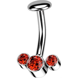 Titan Bauchnabelpiercing 3 Zirkonia Silber Push-In