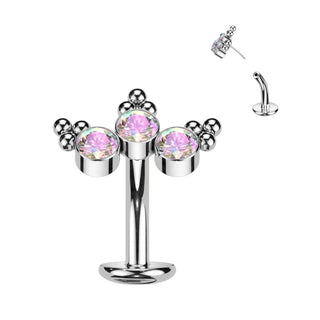 Titan Bauchnabelpiercing 3 Zirkonia Silber Push-In
