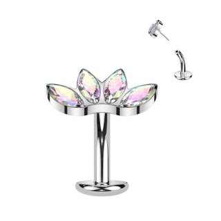 Titan Bauchnabelpiercing Marquise Schliff 4 Zirkonia Push-In