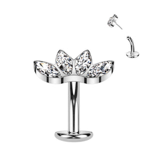 Titan Bauchnabelpiercing Marquise Schliff 4 Zirkonia Push-In