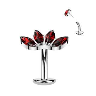 Titan Bauchnabelpiercing Marquise Schliff 4 Zirkonia Push-In