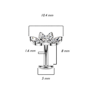 Titan Bauchnabelpiercing Marquise Schliff 4 Zirkonia Push-In