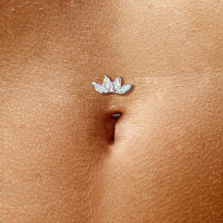 Titan Bauchnabelpiercing Marquise Schliff 4 Zirkonia Push-In
