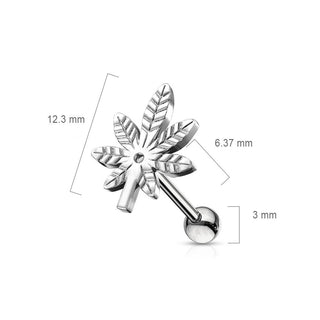 Barbell Hanfblatt Silber