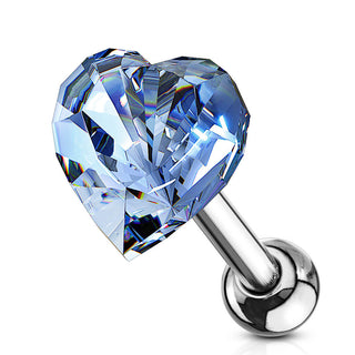 Barbell Herz Zirkonia Silber