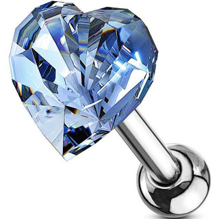 Barbell Herz Zirkonia Silber