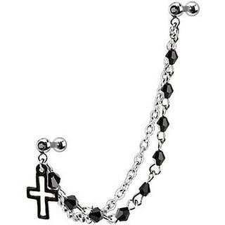 Barbell Kette Kreuz Silber