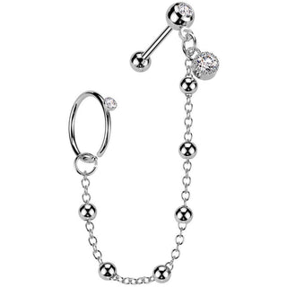 Vorteilspack Zirkonia Barbell Kette Ring