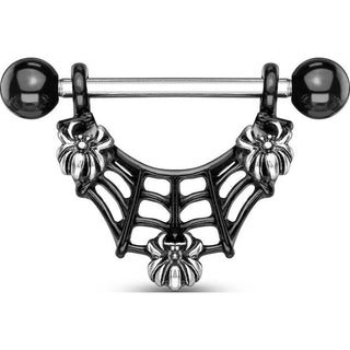 Nippelpiercing Spinnennetz Schwarz PVD beweglich