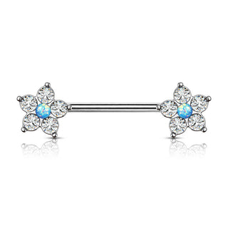 Nippelpiercing Blume Zirkonia Silber