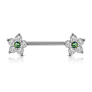 Nippelpiercing Blume Zirkonia Silber