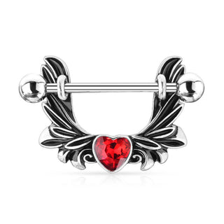 Nippelpiercing Engelsflügel Herz Zirkonia