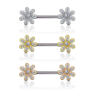Nippelpiercing Blumen Zirkonia