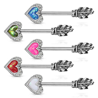 Nippelpiercing Herzpfeil Opal