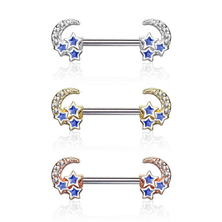 Nippelpiercing Mond Sterne