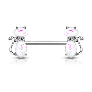Nippelpiercing Katzen Opal