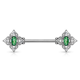 Nippelpiercing Blume Zirkonia Opal