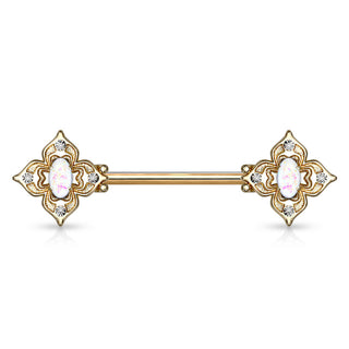 Nippelpiercing Blume Zirkonia Opal
