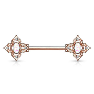 Nippelpiercing Blume Zirkonia Opal
