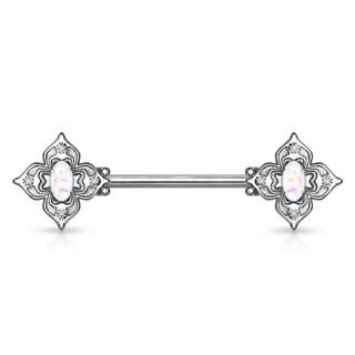 Nippelpiercing Blume Zirkonia Opal