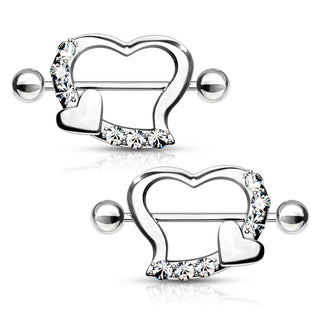 Nippelpiercing Doppelherz Zirkonia